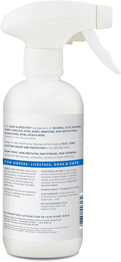 Farnam Purishield Horse Wound Care Spray, Fast-Acting for Horses, Dogs, Cats & Livestock, 24-Hour Protection