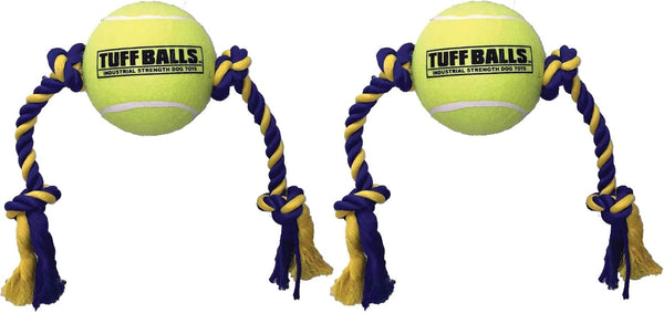 PetSport Mega Tuff Ball Tug (2 Pack, 4-Inch Non-Abrasive Tennis Ball, 29 Inch) for Large and Giant Dogs