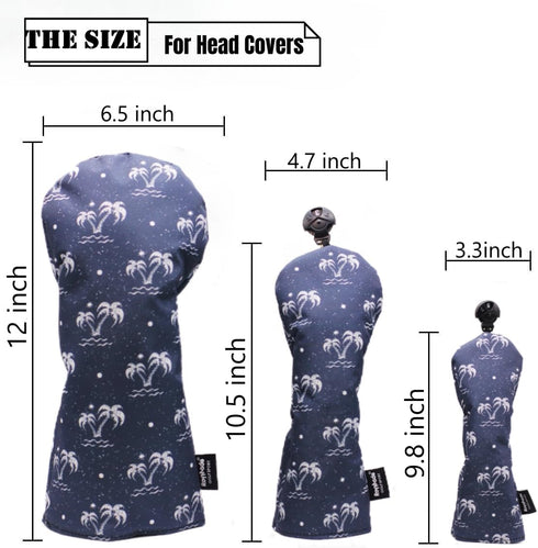Golf Club Head Covers 3 Pack | Waterproof Cloth Head Covers for Driver/Fairway Wood/Hybrid Fit All Brands