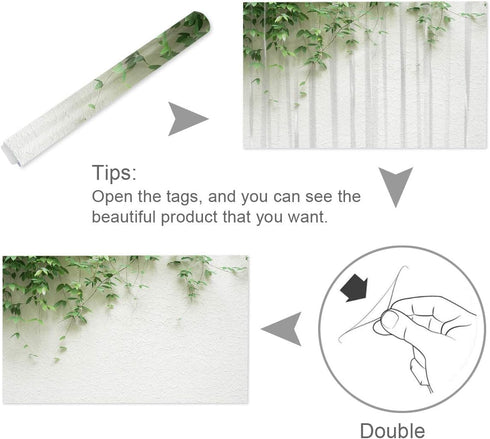 T&H XHome Aquarium Décor Backgrounds, Spring Tree Branch on White Wall Pattern PVC Adhesive Poster (24.4" W x 16.4" H)