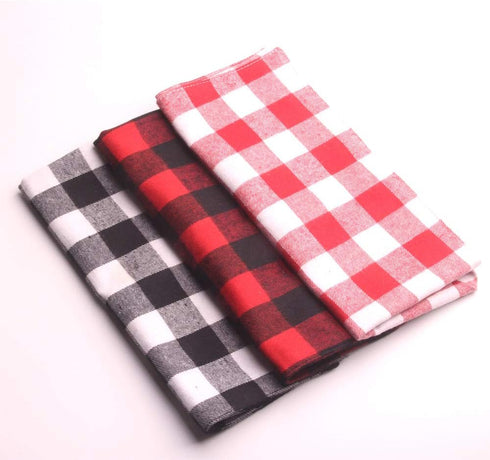 YAKA Pet Dog Bandana Triangle Bibs Scarf, Double-Cotton Plaid Printing Kerchief Set for Small and Medium Dogs (Black
