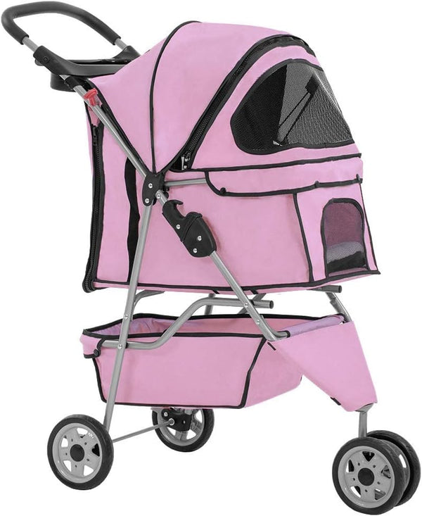 BestPet 3 Wheels Pet Dog Stroller Cat Cage for Medium Small Dogs Cats