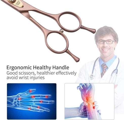 Fenice Peak Professional Curved Dog Grooming Scissors - 8'' Rose Gold 440C Stainless Steel Pet Cutting Shears