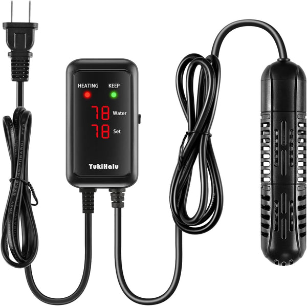 YukiHalu 100W Aquarium Heater with Protective Case, Temperature Adjustable for 10/20/40/75/120 Gallons