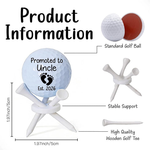 Gollfaqqfeel 2026 3 Uncle Gift for Fathers Day, to New Uncle, Promoted to Uncle Pregnancy Announcement Golf Gifts