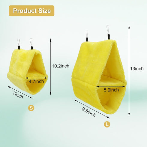 Wontee Bird Parrot Plush Hammock, Dual Layer Nest Shed for Parrot, Macaw, Budgies, Cockatiels (S, Yellow)