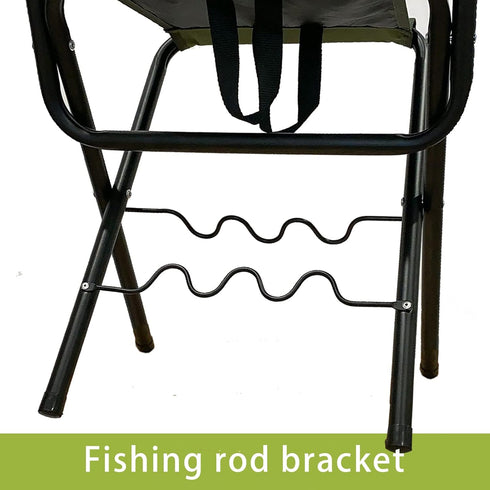 LEADALLWAY Folding Fishing Chair with Rod Holder in Green