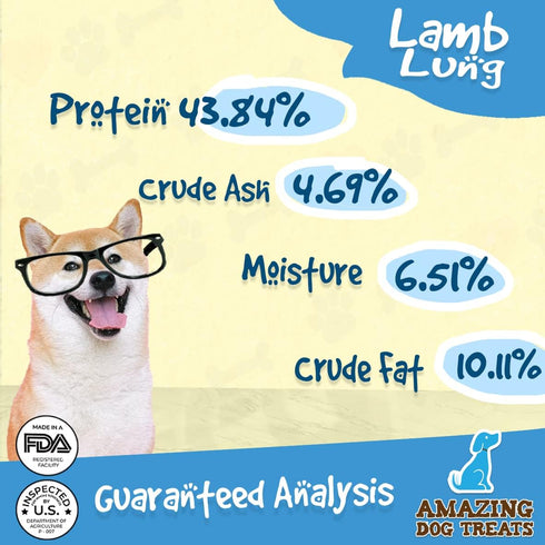 Amazing Dog Treats Lamb Lung Squares (8 oz.) - 100% Natural Lamb Lung for Dogs