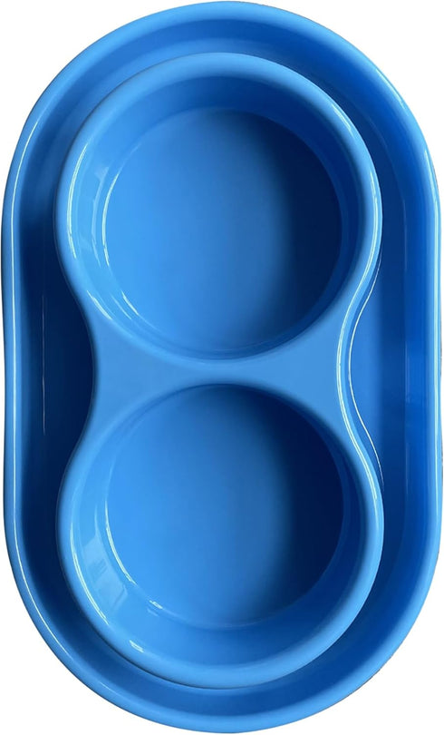 PetLike Ants Away Double Cat Dog Water and Food Bowls, 6 Cups / 48oz Feeding Dish for Medium to Large Dogs and Cats