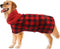 Geyecete Dog Drying Coat, Microfibre Fast Drying Bathrobe Towel, Luxuriously Soft for Pets, Red Black Grid-XXL