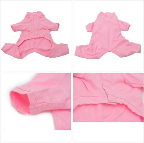 Lovelonglong Four Feet Dog Lightweight Pajamas, Pure Cotton Dog Jumpsuits T-Shirt for Large Medium Small Dogs (Pink XS)