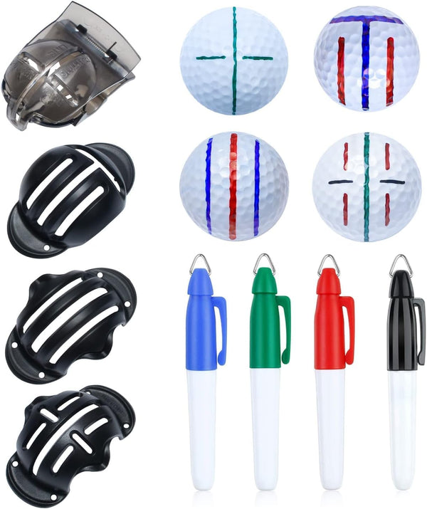 Precision 8 Pack Golf Ball Marker - Golf Ball Line Drawing Marker, Alignment Marking Tool, Golf Accessories