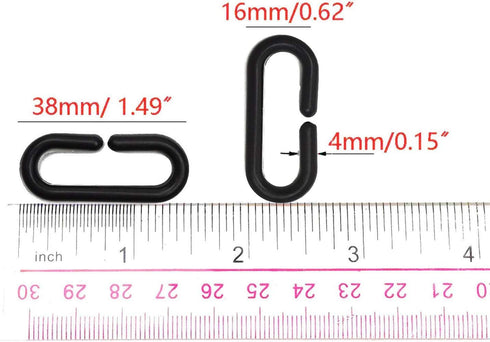200-Piece Black Plastic Chain Links, Interlocking C-Clip Accessories for Small Pets