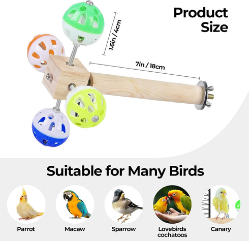 Matutinus Returns)(1PCS) Bird Stand Perch Toy with Rotating Balls, Bird Toys for Parakeets, Ideal for Parakeets