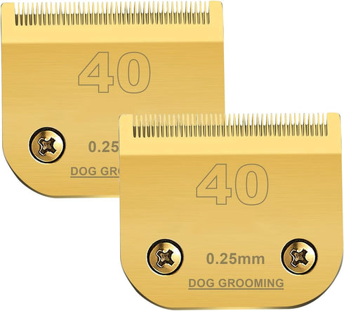 2 Packs #40 Clipper Blade for Dog Grooming, Compatible with Andis Clippers, Carbon Infused Steel, Detachable Ceramic