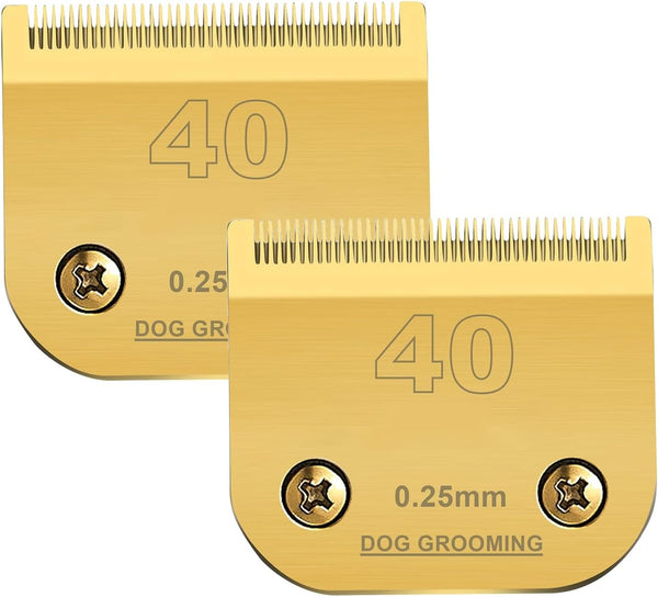 2 Packs #40 Clipper Blade for Dog Grooming, Compatible with Andis Clippers, Carbon Infused Steel, Detachable Ceramic