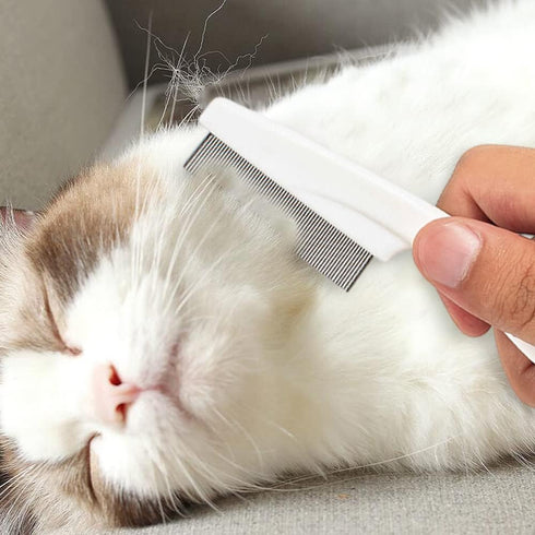 2 Pack Multifunctional Pet Comb, Upgrade Pet Grooming Brush Fine Magic Tear Stain Removal, Fine-Tooth Stainless Massage