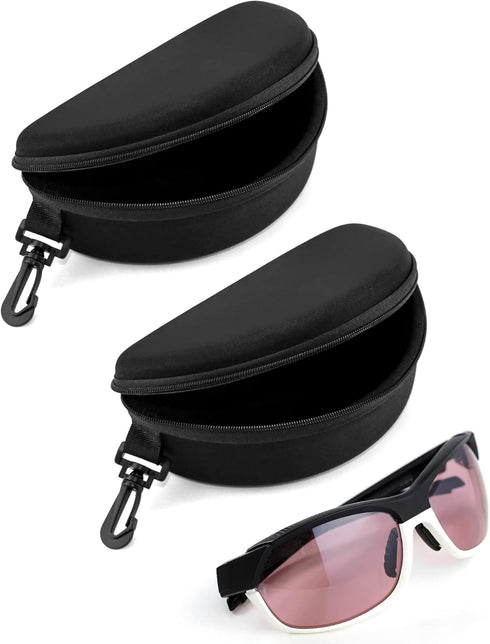 QWORK Big Hard Sports Glasses Case - 2 Pack Extra-Large Universal Fit for Outdoor Skiing, Shock-Resistant Storage