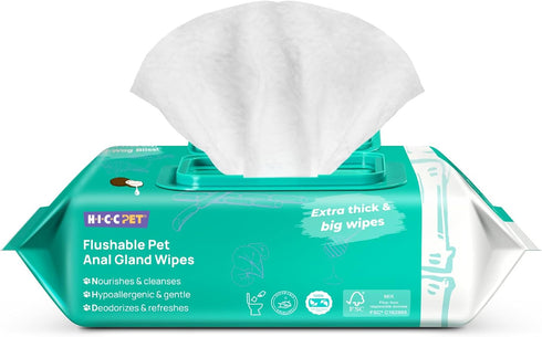HICC PET Cleansing Wipes for Paws and Butt, Hypoallergenic Anal Gland Wipes for Dogs & Cats, 100 Count