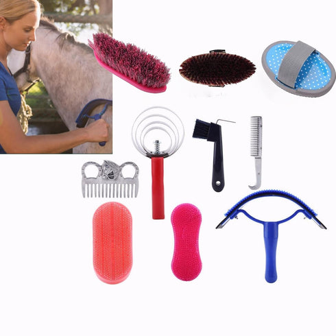 10PCS Horse Cleaning Tool Set, Horse Grooming Care Kit Horse Brush Set