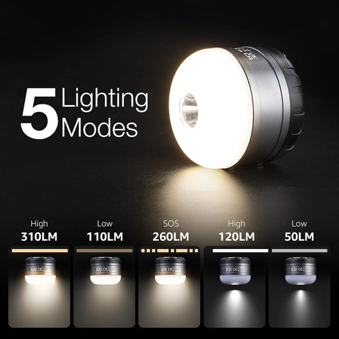 LE LED Camping Lantern - 310LM, Rechargeable, Waterproof, Mini Flashlight with Magnetic Base for Outdoor Use