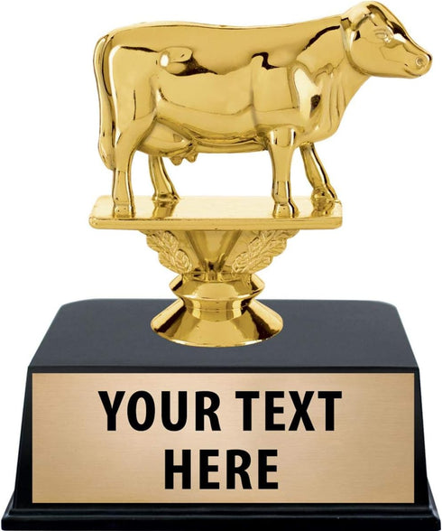 Crown Awards Dairy Cow Trophy, 4.5" Gold Dairy Cow Custom Trophy with