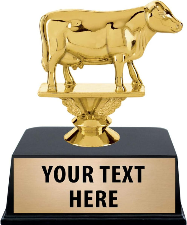 Crown Awards Cow Trophies with Custom Engraving, 4.5" Personalized Dairy Cow Trophy