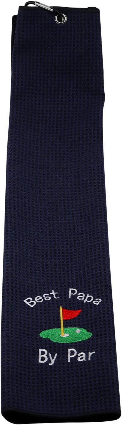 JXGZSO Dad Golf Towel, Embroidered Golf Gift with Clip - Papa Dark Blue