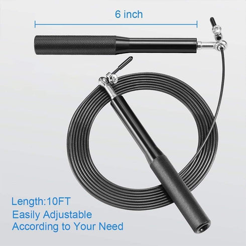 MVNOIRE Fitness Jump Rope Excercise Workout Light Bearing Skipping Ropes Metal Speed Gym Training Adults Child