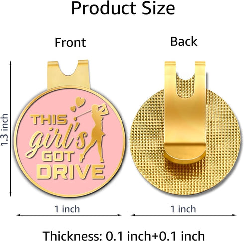 Hafhue Pink Gold Golf Ball Marker with Hat Clip - Funny Golf Accessories for Women, Gifts for Golf Lovers