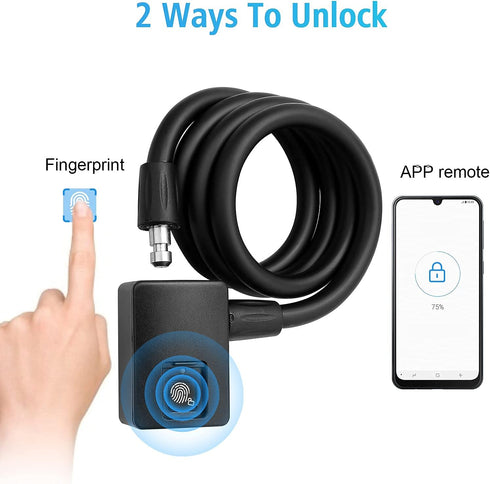 MYPIN Bluetooth Fingerprint Bike Lock, Anti-Theft Waterproof, 1M Cable, Combination Lock with Fingerprint & Bluetooth