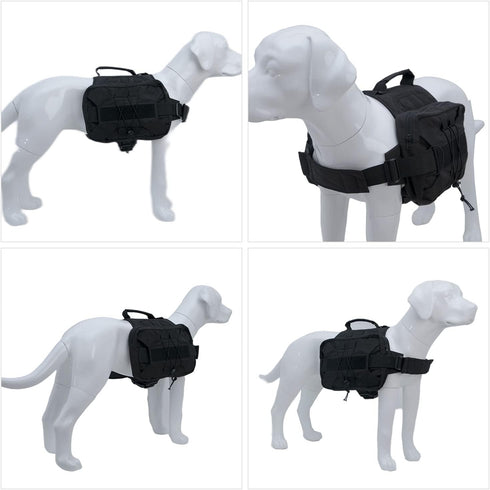 Large Dog Backpack - Outdoor Hound Saddle Bag with Side Pockets for Small Medium Large Dogs, Black M