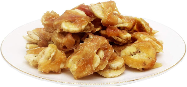 Dog Treats Chicken Wrapped Banana Chews, Rawhide Free Puppy Training Snacks, 0.5lb/227g