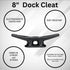 8" 8 Inch 4 8 Pack Dock Cleat | Weatherproof Electrophoretic Coated Cast Iron Black Boat Cleat Tie Downs for Marine