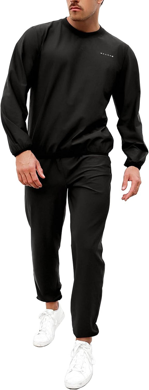 Sauna Suit for Men, 2 Piece Set Weight Loss Sweatshirts Pant Gym Workout Boxing Clothes
