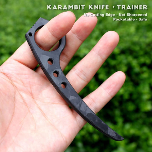 Fixed Blade Karambit Knife, Carbon Fiber Tactical EDC Tool, Combat Pocket Trainer Tool, No Cutting Edge, for Practice