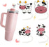 LUBNYSO 4Pcs Dairy cow Silicone Straw Cover Cap for Stanley Cup, Reusable 10mm