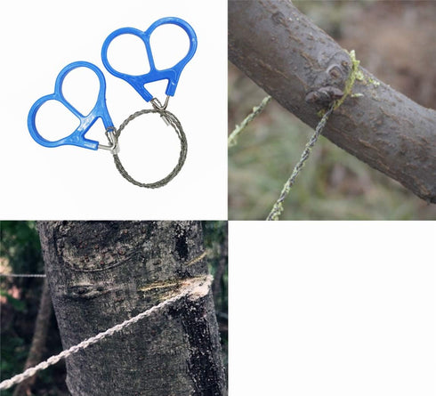 Survival Wire Saw for Camping, 4pcs Portable Stainless Steel Hand Cable Saw for Cutting