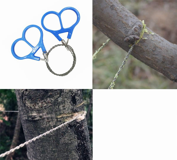 Survival Wire Saw for Camping, 4pcs Portable Stainless Steel Hand Cable Saw for Cutting