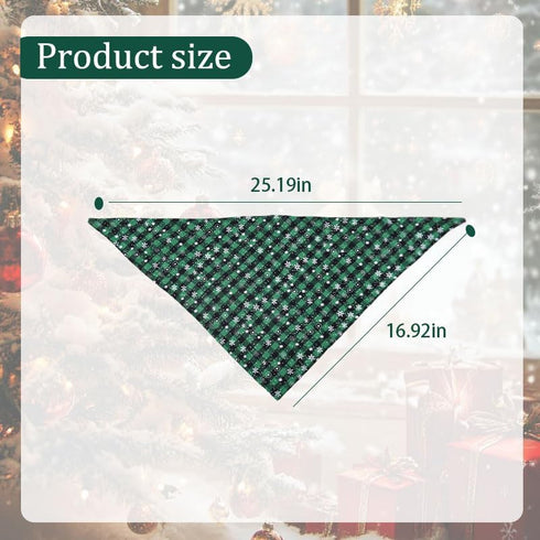 YangQian Christmas Bandana Dog Scarf Large Medium Small Dog Kerchief Bandana Holidays Triangle Cat Bib Green Plaid Pet