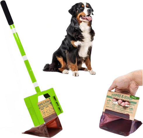 Dispoz-A-Scoop Revolutionary 4-in-1 Dog Poop Scooper, 24" Handle & 8 Refill Bags
