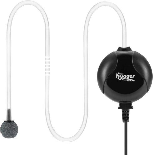 hygger Quiet Mini Air Pump for Aquarium, 1.5 Watt Oxygen Fish Pump for 1-15 Gallon Tank, Black
