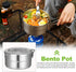 Stainless Steel Camping Cook Pot with Lid, 1.5L Large Capacity for Camping, Hiking, and Picnic