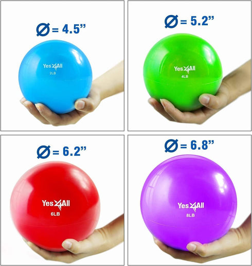Yes4All Toning Ball, Medicine Balls for Exercise, Soft Medicine Ball for Pilates, Yoga and Fitness, Perfect for Balance, Flexibility, 2-10lbs by Yes4All