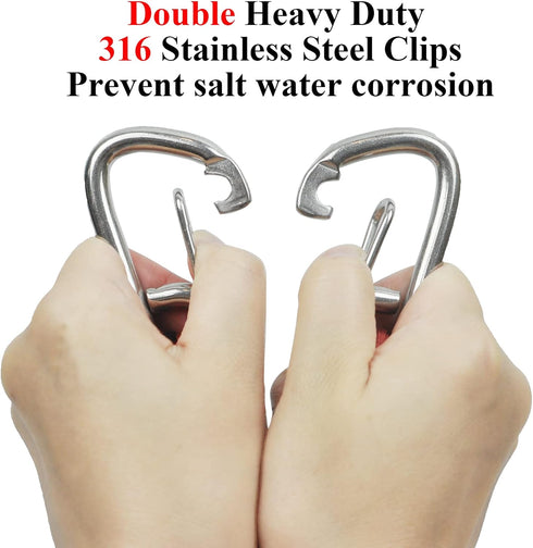 2 2-Pack Bungee Dock Line Ropes for Mooring With Stainless Steel Clip Accessories - Built-in Snubber for PWC, Kayak