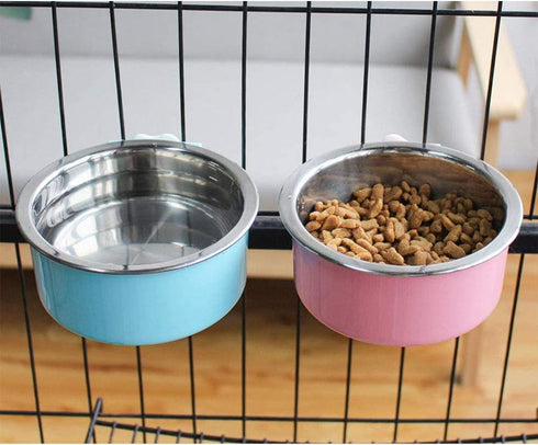 Stainless Steel Removable Pet Food Bowl, Anti-overturn Water Feeder Container, 2 Set for Small Dog/Cat/Rabbit, Easy to