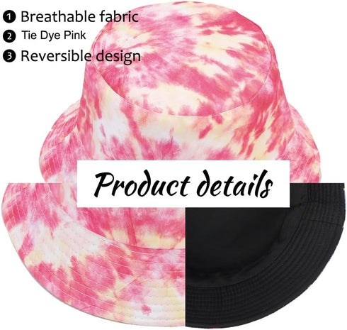 Reversible Bucket Hat for Women, Cute Summer Travel Fisherman Cap with Double Side Wear Design