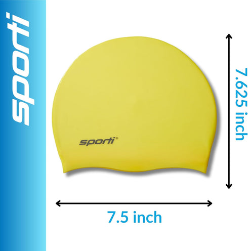 Sporti Silicone Swim Cap for Women and Men, Adult, Lightweight Non-Slip Swimming Cap