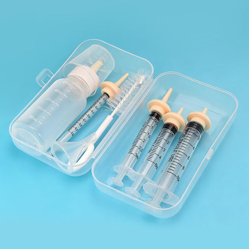 OGNWFUNK Pet Nursing Kit Kitten Bottle Feeding Set with Nipples, Syringes, and Formula