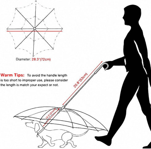 OMEM Portable Modular Dog Umbrella with Leash, Pet Outdoor Rainproof Supplies, Diameter 28.3"